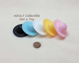 Miniature Doll Plastic Hats with Woven Texture, 2pc, for Adult Collectors