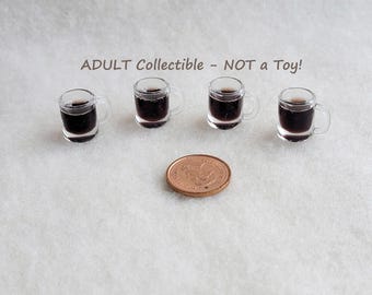Miniature Mugs of Coffee,  Set of 4, Adult Collectible - NOT a Toy!   MK138F