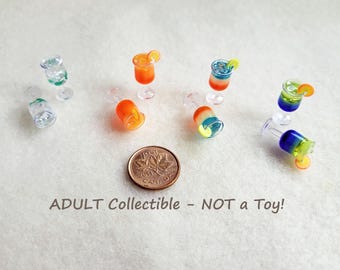 Miniature Resin Cocktails, Hand Crafted, 2pc,  Adult Collectible - NOT A TOY!,   MK169