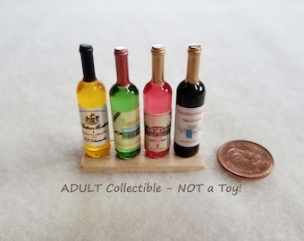 Miniature Wine Bottles, Dollhouse Wine Bottle, Adult Collectible, Not a Toy,  MK140
