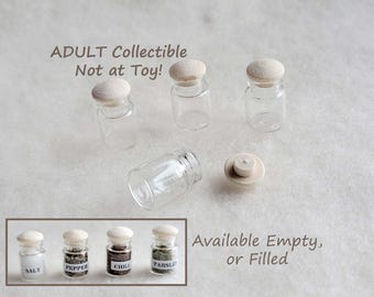 Small Glass Storage Jars, Empty or Filled , ADULT Collectible, NOT a Toy, MK106E
