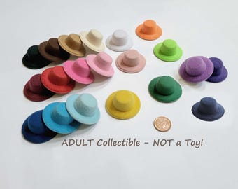 Miniature Doll Felt Hats, 2pc, Adult Collectible NOT a Toy!  MH104