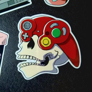 Sticker jeu punk squelette d'Halloween