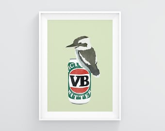 Australiana Art Print — VB can and Kookaburra