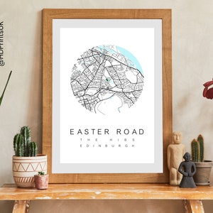 Hibernian FC - Easter Road - Regalo perfetto per gli appassionati di calcio - Poster mappa - Decorazione murale - Biglietto di compleanno - Digitale