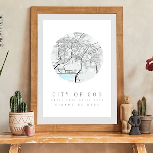 City of God - Cidade de Deus Map Poster - Film Zitat Geschenk - Wanddeko - Digital - Geburtstagskarte