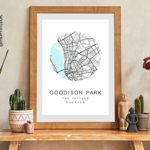 Everton FC - Goodison Park Stadium - Perfect Gift for Football Fans - Map Poster - Wall Decor - Birthday Card - Digital - 2 Designs
