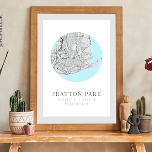 Portsmouth F.C. - Map Poster - Fratton Park Stadium - Perfect Gift for Football Fans - Pompey - Wall Decor - Birthday Card - Digital