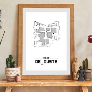 CS:GO - Counter-Strike - de_dust2 kaartposter - videogamekaart - perfect cadeau - Dust 2 - muurdecoratie - verjaardagskaart - digitaal