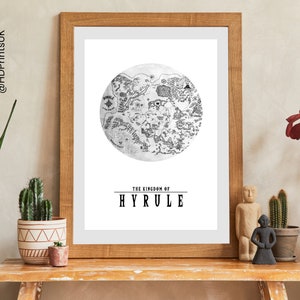 Legend of Zelda - Breath of the Wild - Hyrule-kaartposter - videogamekaart - The Legend of Zelda-cadeau - wanddecoratie - verjaardagskaart - digitaal