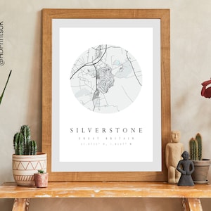 Silverstone Grandprix Rennstrecke - Formel 1 - Karte Poster - Rennsport - Silverstone Geschenk - Wanddeko - Geburtstagskarte - Digital