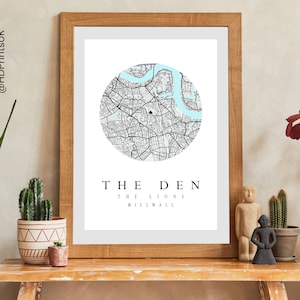Millwall F.C. - The Den - Perfect Gift for Football Fans - Map Poster - The Lions - Wall Decor - Birthday Card - Digital