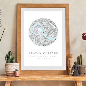Fulham FC - Craven Cottage - Perfect Gift for Football Fans - Map Poster - The Cottagers - Wall Decor - Birthday Card - Digital