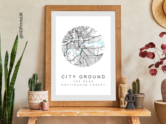 Nottingham Forest FC Stadium Map Art Print: City Ground Wall Decor (Digital)