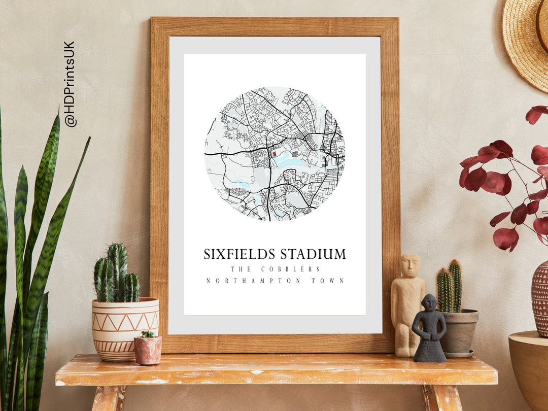 Sixfields Stadium Map Art Print: Northampton Town FC Gift (digital ...