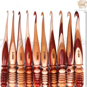 Conjunto de agulhas de crochê Mixwood feitas à mão: cabos ergonômicos, 10 tamanhos