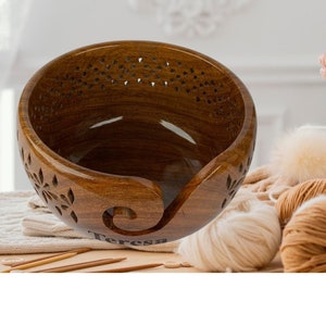 ROSEWOOD Yarn Bowl - Handcrafted Wooden Yarn Bowl - Large Yarn Bowl for Knitting and Crocheting | Mother&#39;s Day Gift