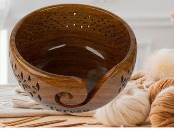 ROSEWOOD Yarn Bowl - Handcrafted Wooden Yarn Bowl - Large Yarn Bowl for Knitting and Crocheting | Mother's Day Gift