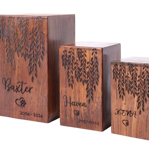 Urna de palisandro para cenizas de perro, urna conmemorativa para mascotas, urna de cremación, urna humana, regalo de condolencia por la pérdida de una mascota, regalo para amantes de los gatos