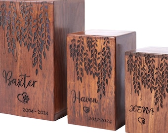 Rosewood Pet Urn for dog ashes, Pet Memorial, Cremation Urn, Human Urn Ash box, Loss of Pet Sympathy Gift, Gift for Cat Lovers