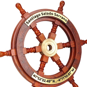 Personalized Handmade Wooden Ship Wheel, Nautical Coastal Decor for home, Marine Boat Wheel, Luxury Décor Gift idea, Captain Gift