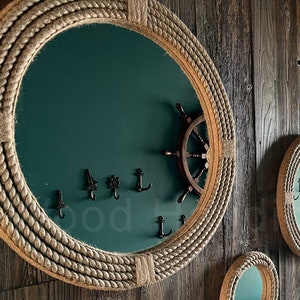 Jute Rope Coastal Mirror, Nautical decor for home, Bathroom Room Mirror, Rustic Wall Decor, porch décor idea, Wall Art.