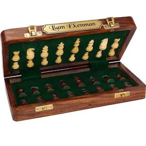 Personalized Wooden Chess Set: Magnetic Travel Board
