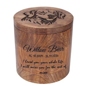 Urna personalizada con retrato de mascota para cenizas de perros y gatos con foto, recuerdo de cremación en madera de palo de rosa