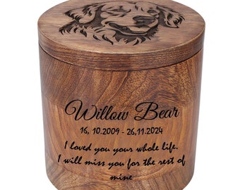 Custom Pet Portrait Urn for Dogs & Cat Ashes with Photo, Rosewood Cremation Keepsake
