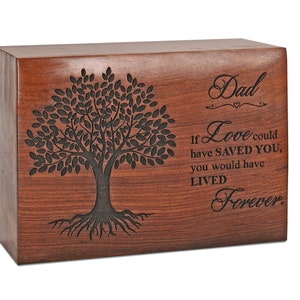Rosewood Cremation Urn box for Human Ashes, Human Urn Box for Adult Ashes-Tree of Life