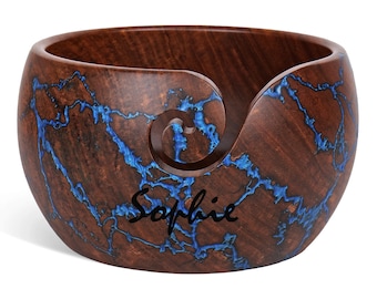 Lichtenberg Rosewood Yarn Bowl: Handcrafted Knitting & Crochet Bowl