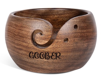 Bol à fil en bois personnalisé : bol à tricoter fabriqué à la main (7 x 4 po.)