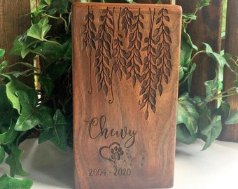 Rosewood Pet Urn for dog ashes, Pet Memorial, Cremation Urn, Human Urn Ash box, Loss of Pet Sympathy Gift, Gift for Cat Lovers