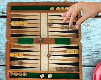 Gepersonaliseerde backgammonset, Griekse tavli, handgemaakt aangepast backgammonbord, houten klassieke spellen