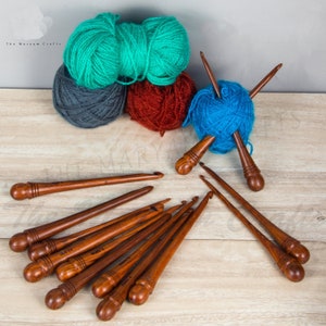 Rosewood Crochet Hooks Set of 12 Sizes 3.5-12mm, Crochet Knitting tools Available with Yarn Bowl, Wooden Box & Organizer, Mothers Day Gifts