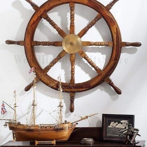 Personalized Handmade Wooden Ship Wheel, Nautical Coastal Beach House Wall Decor, Luxury Décor Gift idea, Captain Gift, Marine Boat Wheel