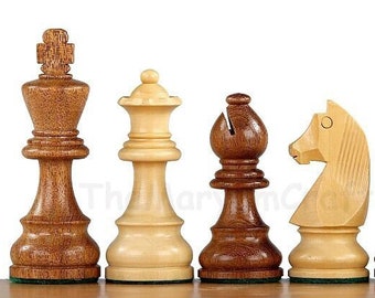 Rosewood Tournament Chess Pieces 3.75" King Size, Handmade Triple Weighted chess pieces with Custom Storage box and 2 black velvet pouch.