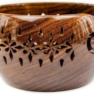 Handcrafted Rosewood Yarn Bowl: Knitting & Crochet Organizer
