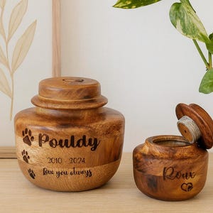Personalized Pet Cremation Urn: Engraved Portrait Dog Memorial Keepsake