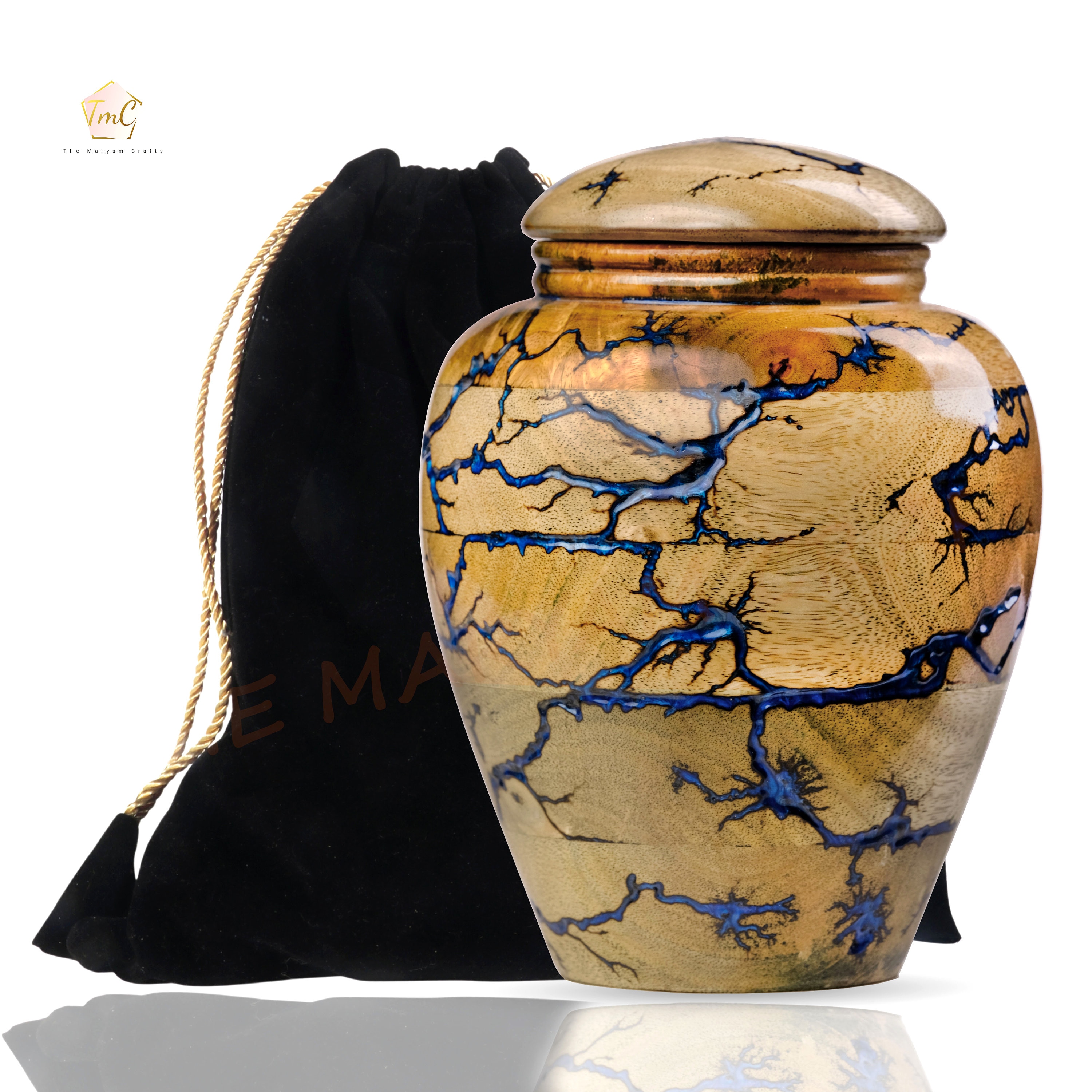 Personalized Wooden Cremation Urn: Handcrafted Fractal Burning Design