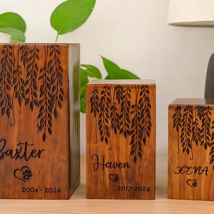 Engraved Rosewood Pet Urn: Dog & Cat Memorial Ash Box image 3