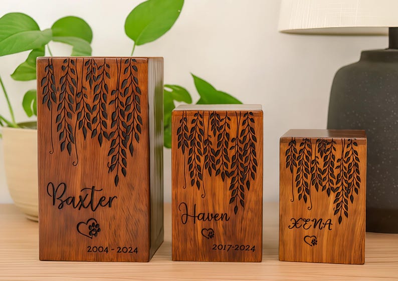 Engraved Rosewood Pet Urn: Dog & Cat Memorial Ash Box image 3