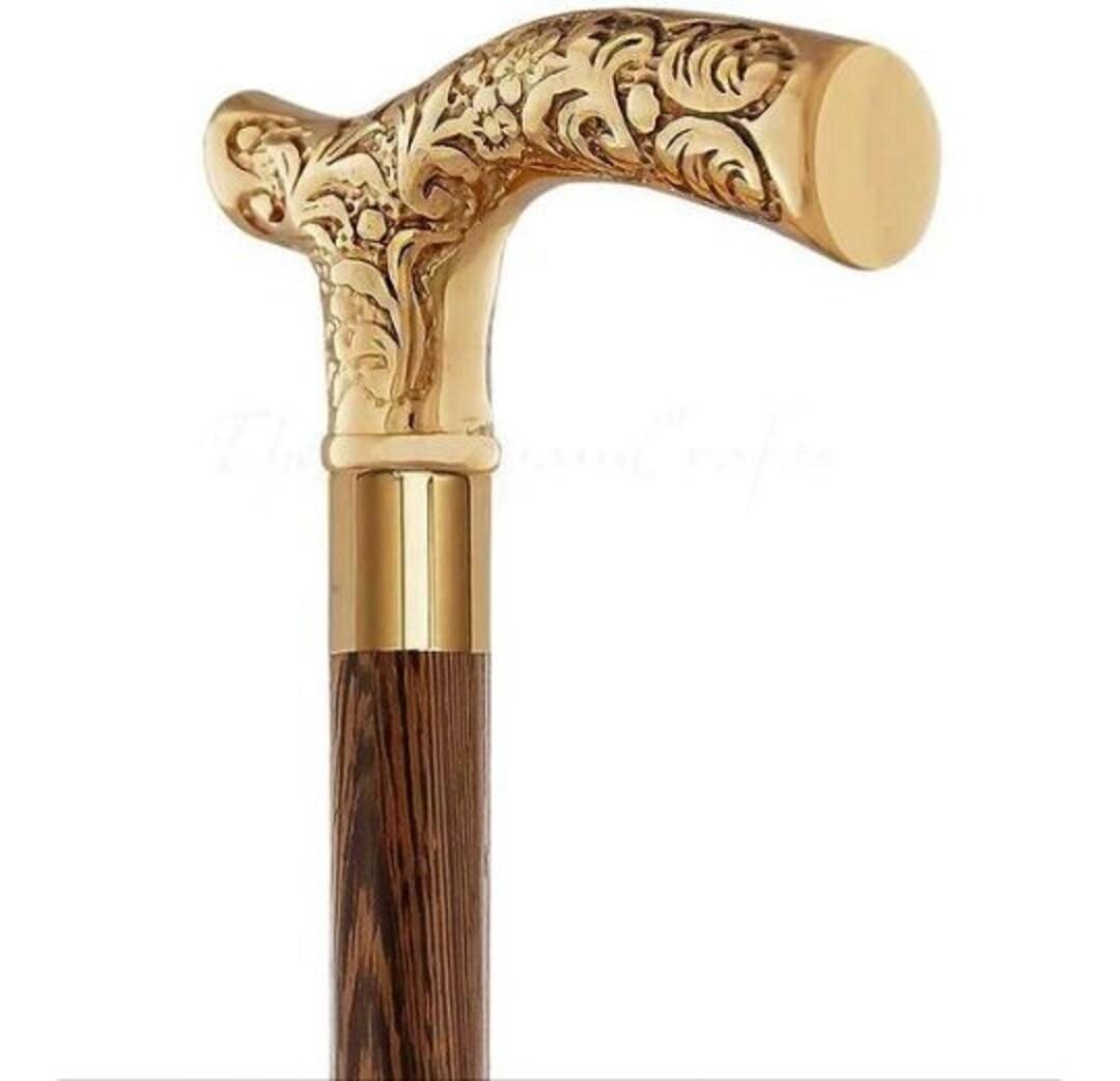Personalized Walking Stick Engrave Name, Handmade Solid Brass Designer