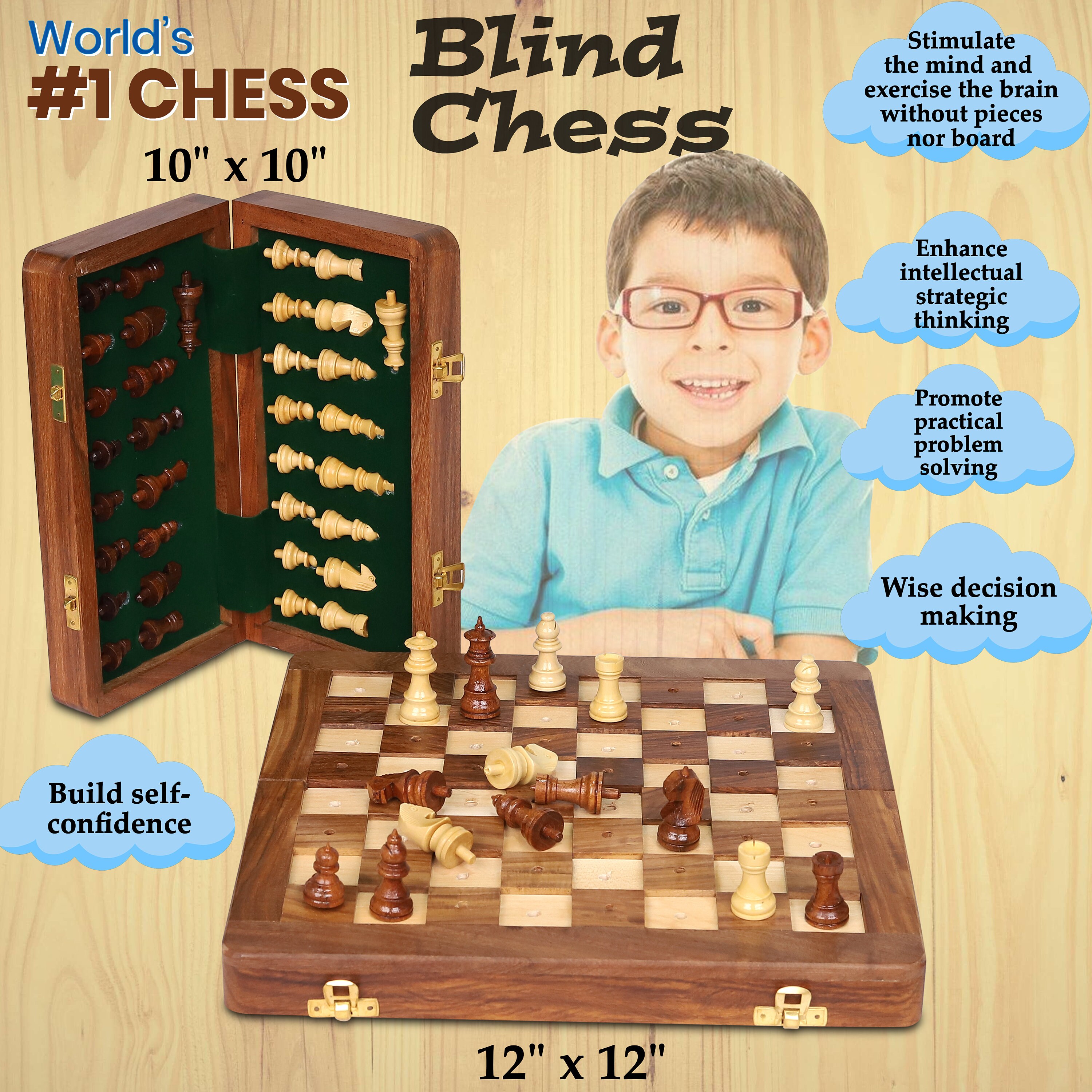 10 inch Chess and Checkers Set for the Blind