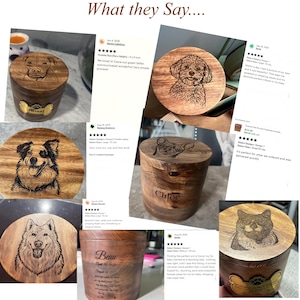 Custom Pet Portrait Urn for Dogs & Cat Ashes with Photo, Rosewood Cremation Keepsake image 3