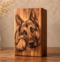 Custom Engraved Wooden Pet Photo Urn for Dog Ashes \u2013 Personalized Cat Memorial Keepsake Box product logo