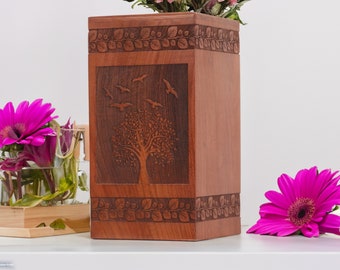 Rosewood Pet Urn for dog ashes, Pet Memorial, Cremation Urn, Human Urn Ash box, Loss of Pet Sympathy Gift, Gift for Cat Lovers