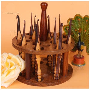 Crochet Hooks Set of 10 in Rosewood and Haldu wood, Ergonomic Handle Crochet Hooks Set, Available with Organizer Mother's day Gift Hook Set & Organizer