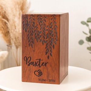 Engraved Rosewood Pet Urn: Dog & Cat Memorial Ash Box image 2