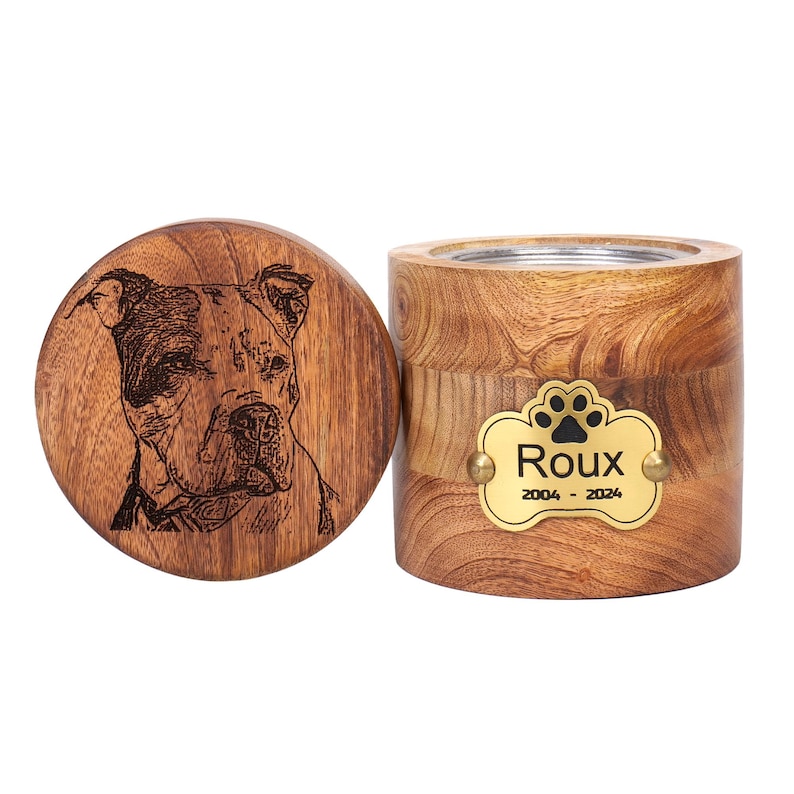 Custom Pet Portrait Urn for Dogs & Cat Ashes with Photo, Rosewood Cremation Keepsake image 11
